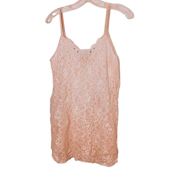 VTG CINEMA ETOILE Pink Stretchy Lace Chemise Nightgown Lingerie SZ M BEAUTIFUL - Picture 1 of 16
